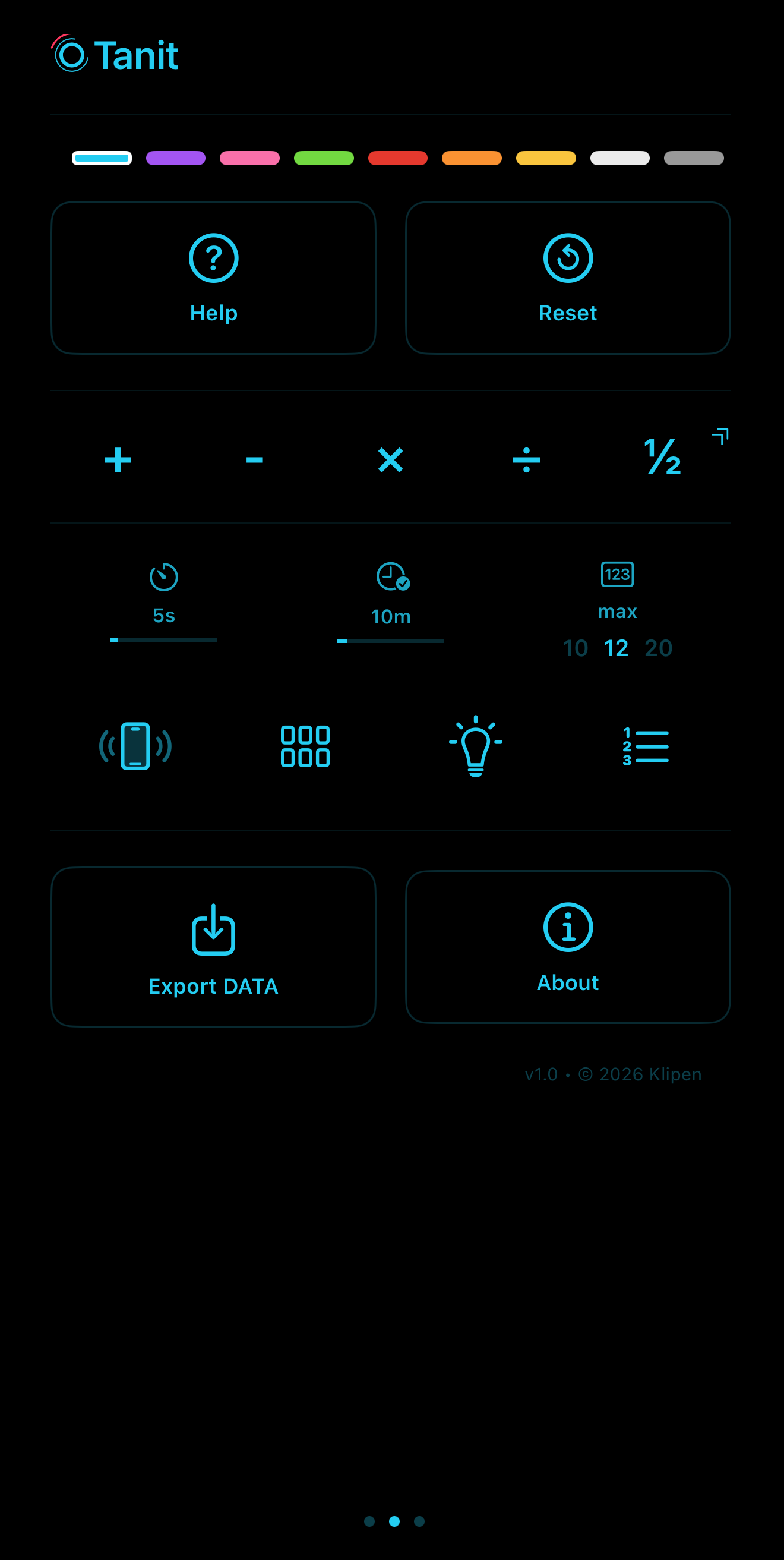 Settings screen